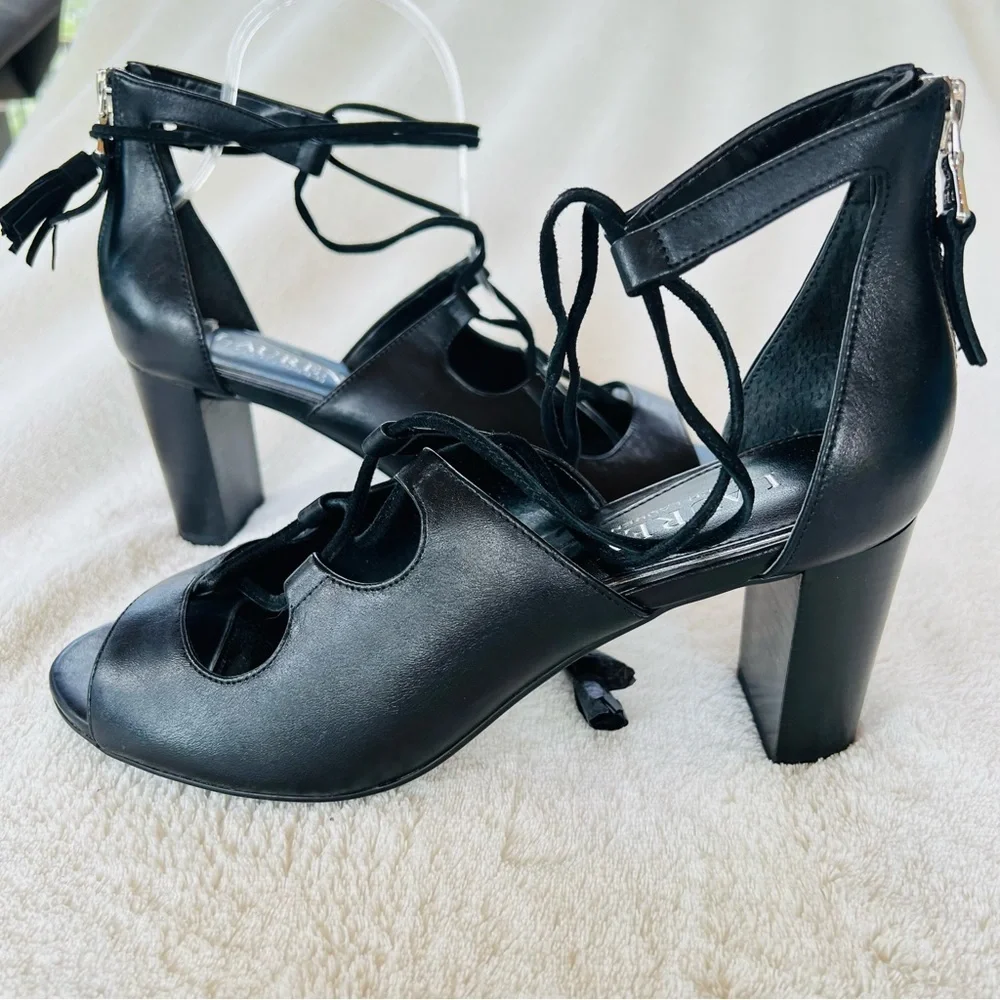 LAUREN RALPH LAUREN STRAPPY SEXY LACE UP OPEN TOE HEELS SIZE 7.5 NWT